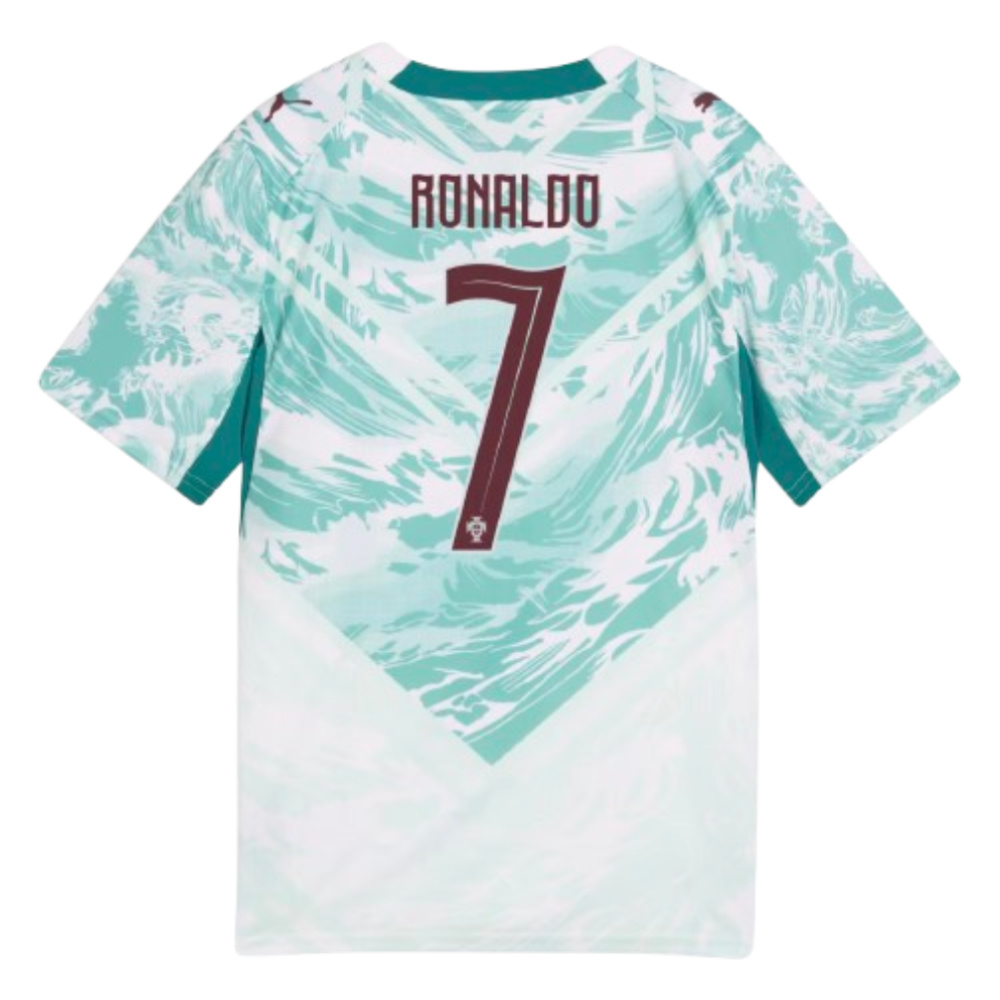 '26-'27 Portugal Ronaldo Away Shirt (Kids) 7-8 Polyester Cristiano Ronaldo Made By: Puma Unisex Kids White Size 9-10