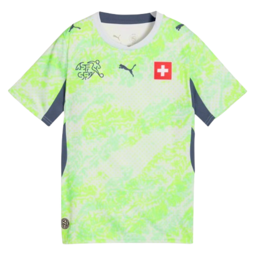 '26-'27 Switzerland Away Shirt (Kids) Polyester Made By: Puma Unisex Kids Green Size 7-8