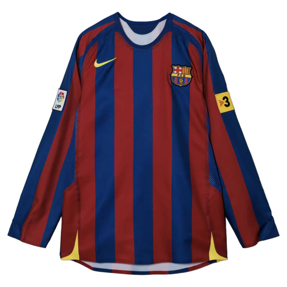 '05-'06 Barcelona T90 Reissue Ls Home Shirt Polyester Made By: Nike Men's Red Large