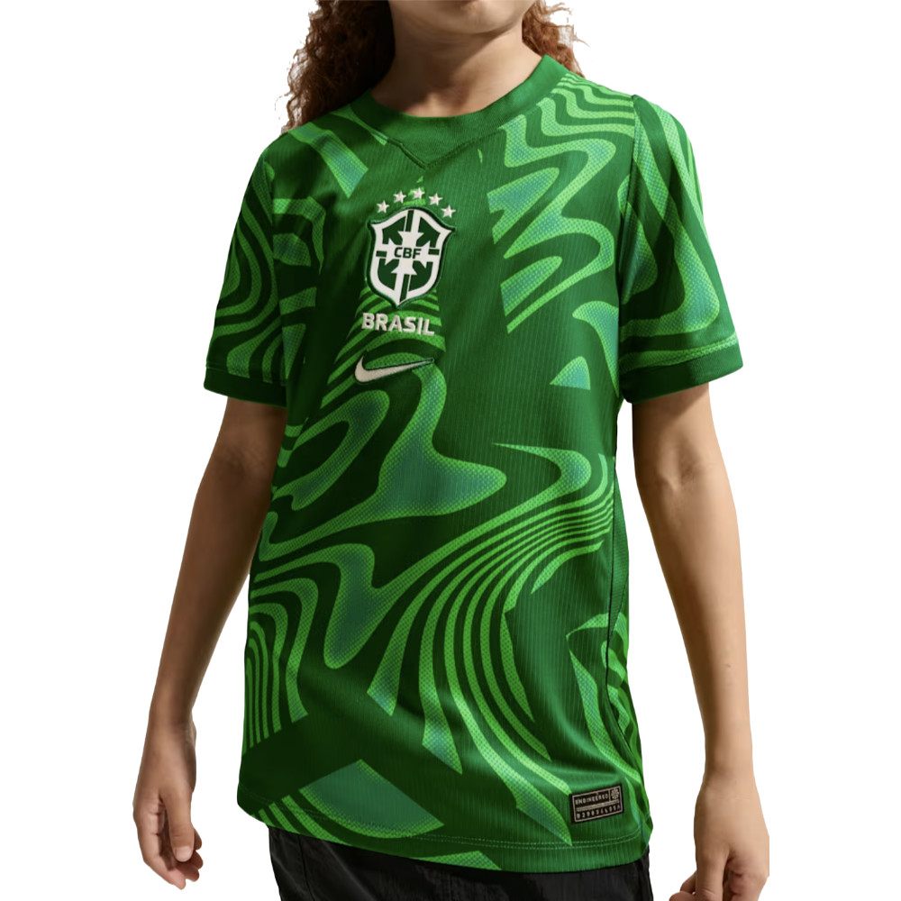'26-'27 Brazil Goalkeeper Shirt (Green) - Kids Polyester Made By: Nike Unisex Kids Green Small