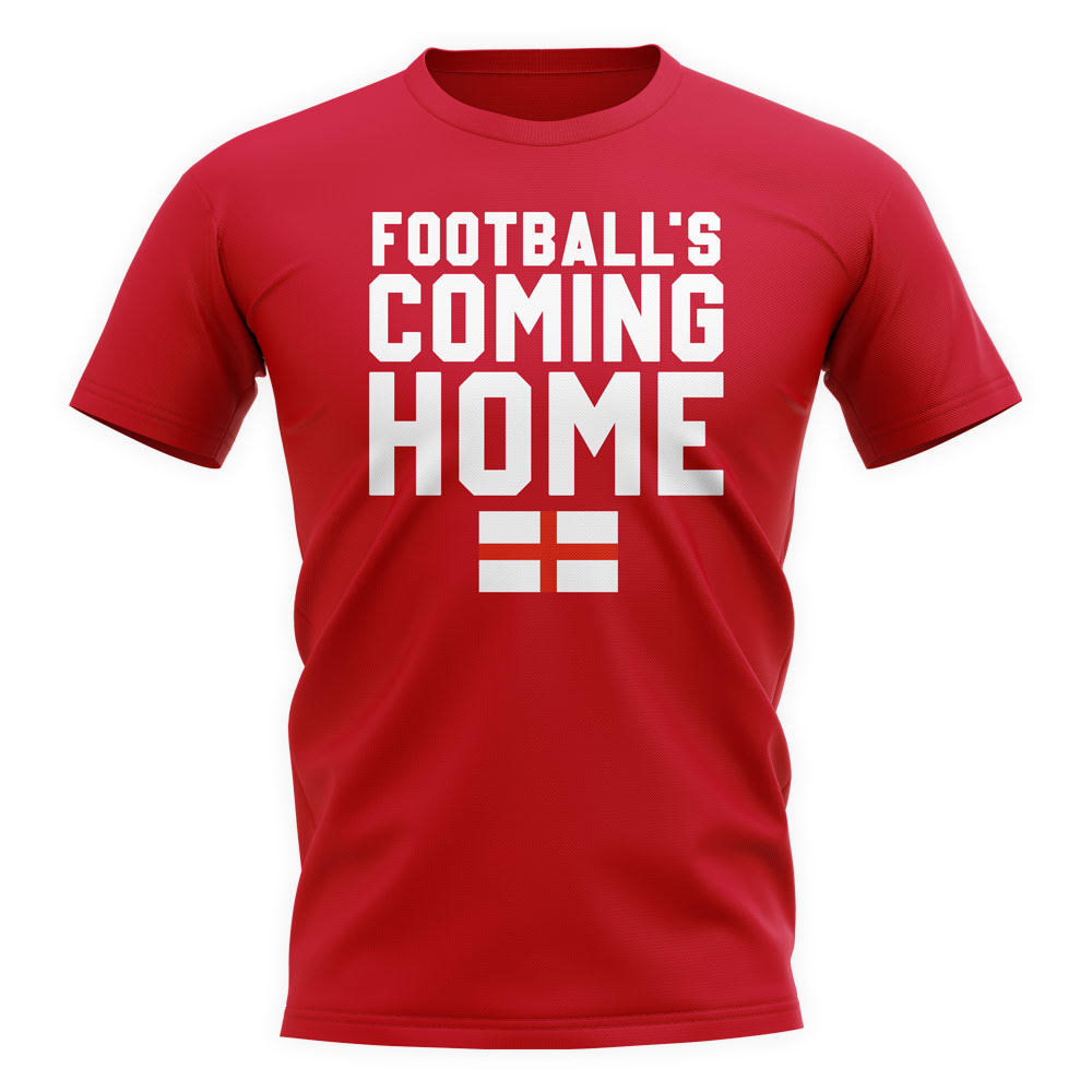 England Footballs Coming Home T-Shirt (Flag/Red) Polyester Uksoccershop Men's Red Medium