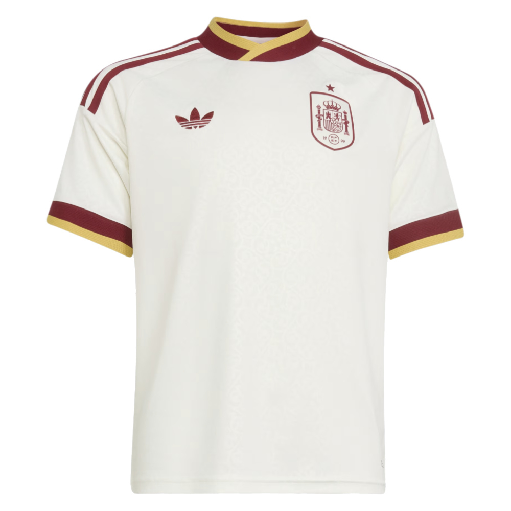 '26-'27 Spain Away Shirt (Kids) 7-8 Polyester Made By: Adidas Unisex Kids White Size 9-10