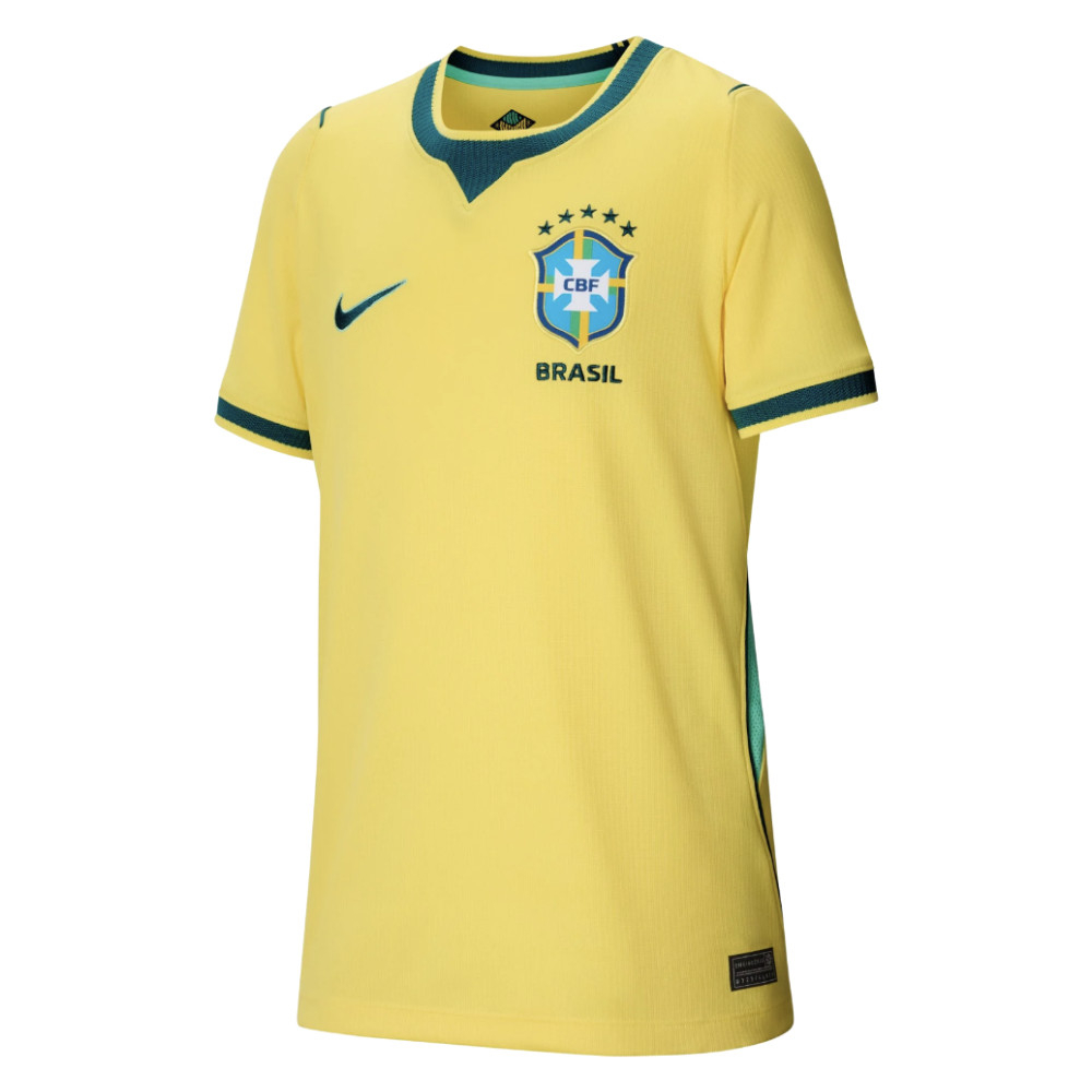'26-'27 Brazil Home Shirt (Kids) Polyester Made By: Nike Unisex Kids Yellow Medium
