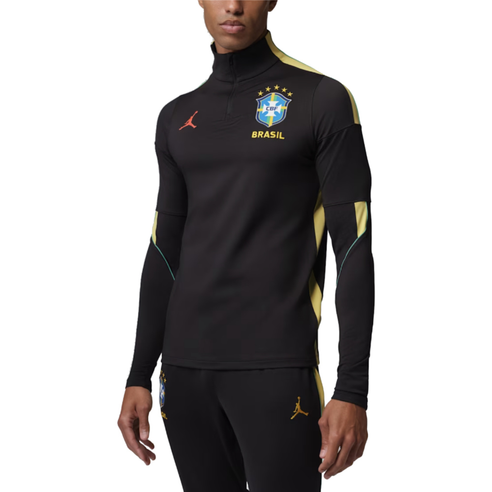 '26-'27 Brazil Strike Dri-Fit Drill Top (Black) Polyester Made By: Nike Men's Black Extra Large