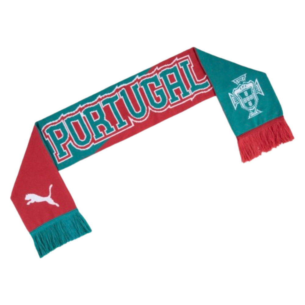 '26-'27 Portugal Ftblculture Scarf (Red/ Lagoon) Adults One Size Polyester Made By: Puma Unisex Green