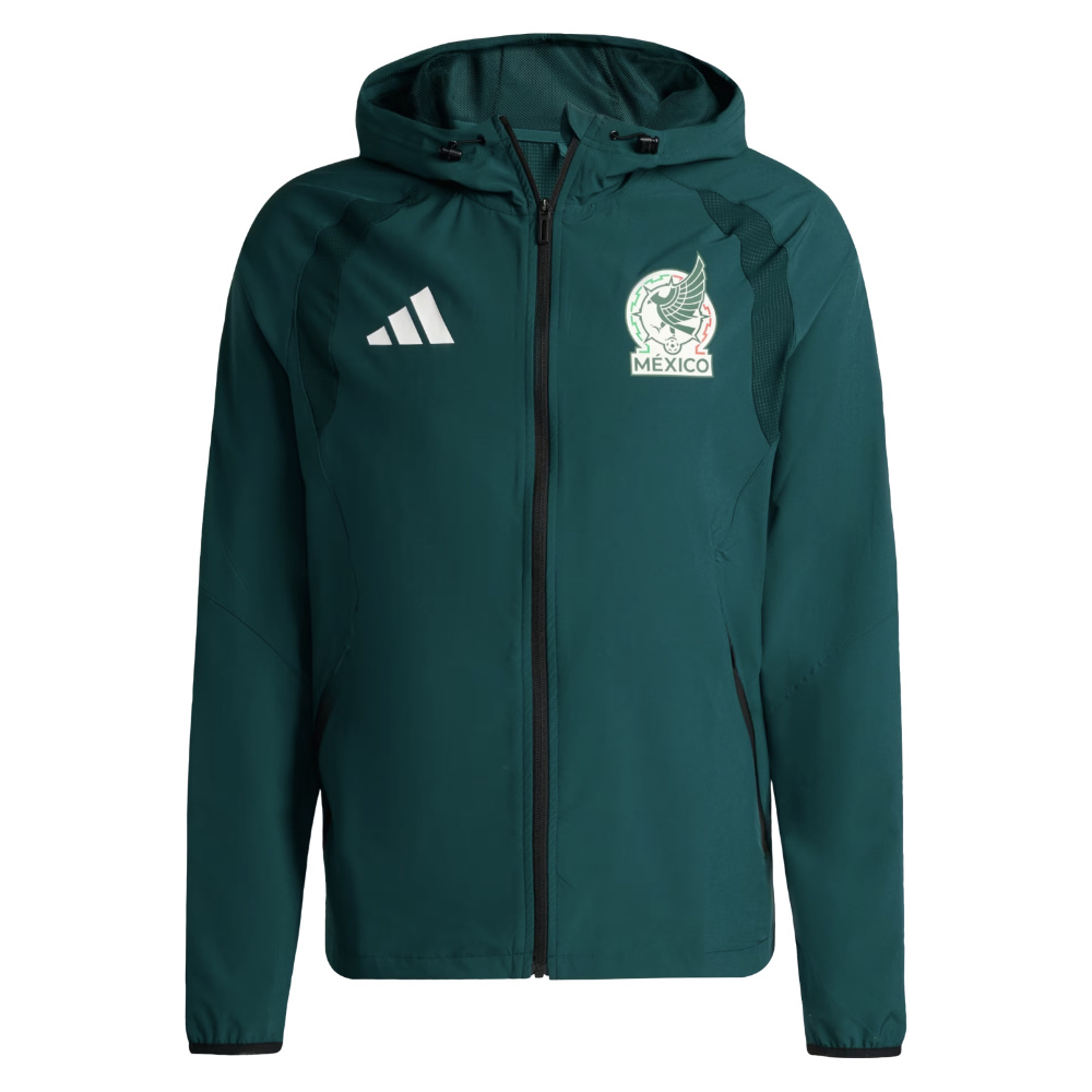 '26-'27 Mexico Full Zip Windbreaker (Aurora Ivy) Polyester Made By: Adidas Men's Green Medium