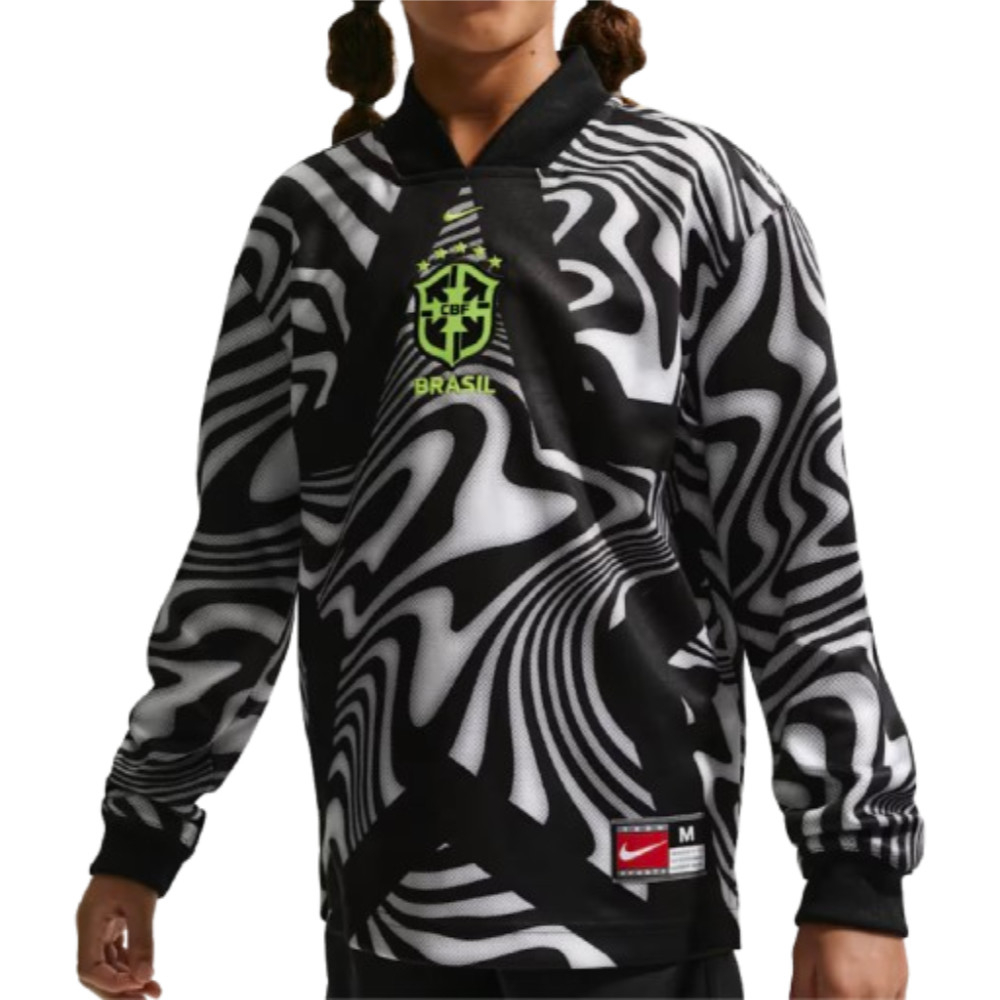 '26-'27 Brazil Hollywood Goalkeeper Shirt (Black) - Kids Polyester Made By: Nike Unisex Kids Black Extra Small