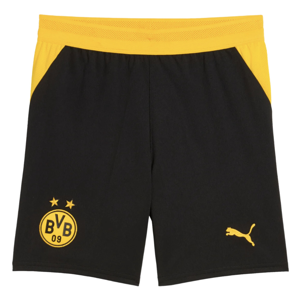 '26-'27 Borussia Dortmund Home Shorts (Black) - Kids 24 Waist Polyester Made By: Puma Unisex Kids Black 30 Waist