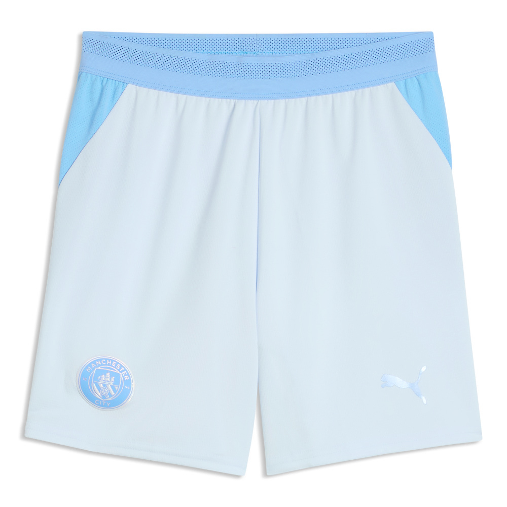 '26-'27 Man City Home Shorts (Icy ) - Kids 24 Waist Polyester Manchester City Made By: Puma Unisex Kids Blue 26 Waist