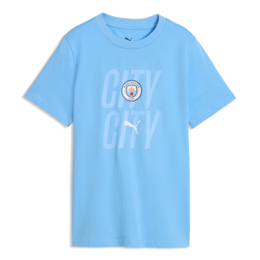 '26-'27 Man City Ftblculture Tee (Light Blue) Kids Polyester Manchester City Made By: Puma Unisex Kids Light Blue Large