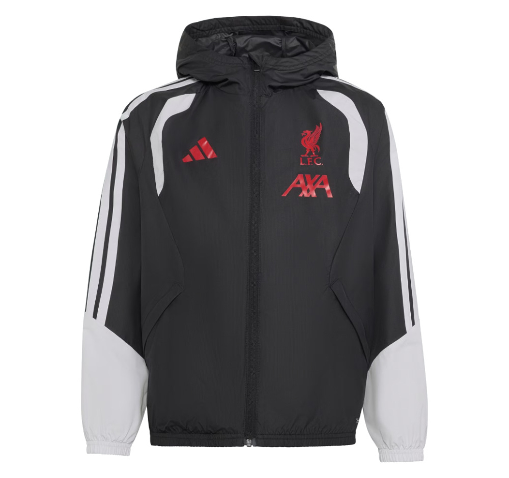 '26-'27 Liverpool Allweather Jacket (Black) - Kids 7-8 Polyester Made By: Adidas Unisex Kids Black Size 15-16