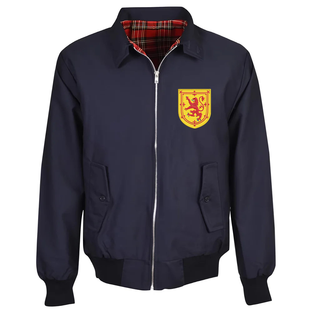 Scotland 1970S Harrington Jacket Polyester Made By: Toffs Men's Navy 4XL