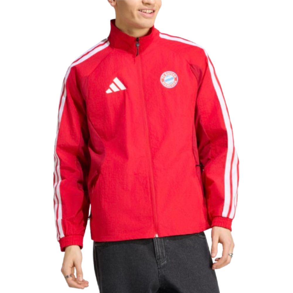 '26-'27 Bayern Munich Anthem Jacket (Red) Polyester Made By: Adidas Men's Red Large