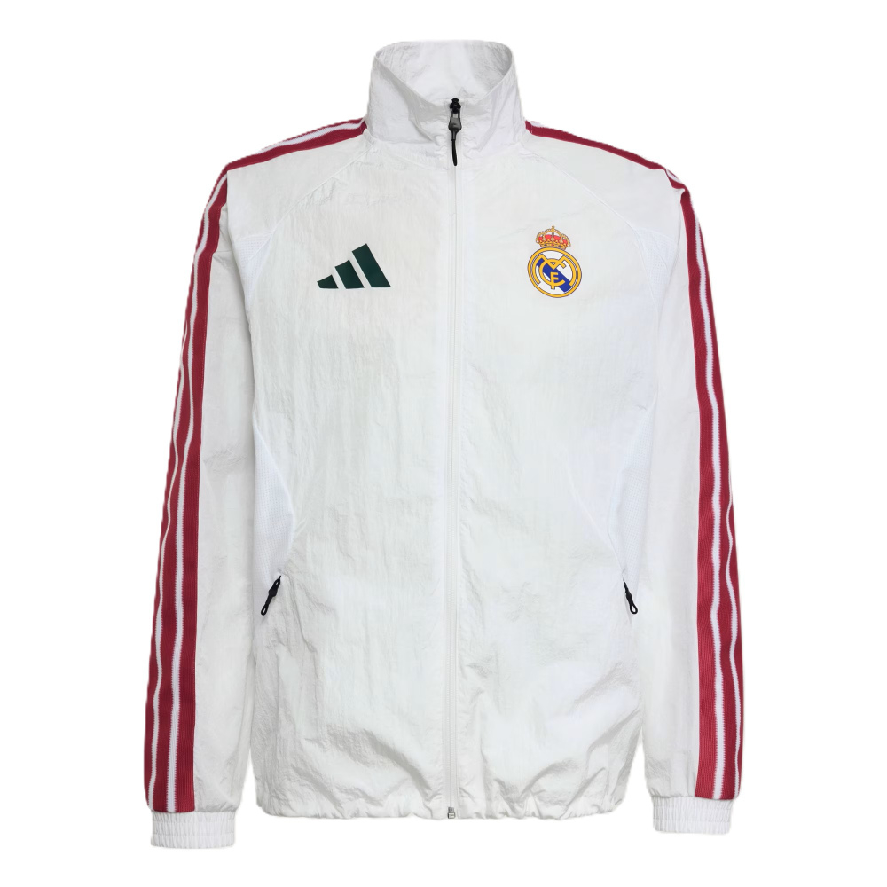 '26-'27 Real Madrid Anthem Jacket (White) Polyester Made By: Adidas Men's White Small