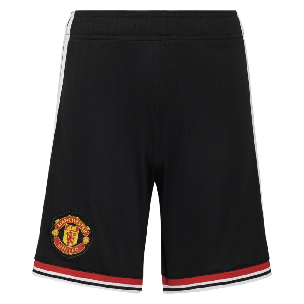 '26-'27 Man Utd Home Shorts (Black) - Kids 22 Waist Polyester Manchester United Made By: Adidas Unisex Kids Black 28 Waist