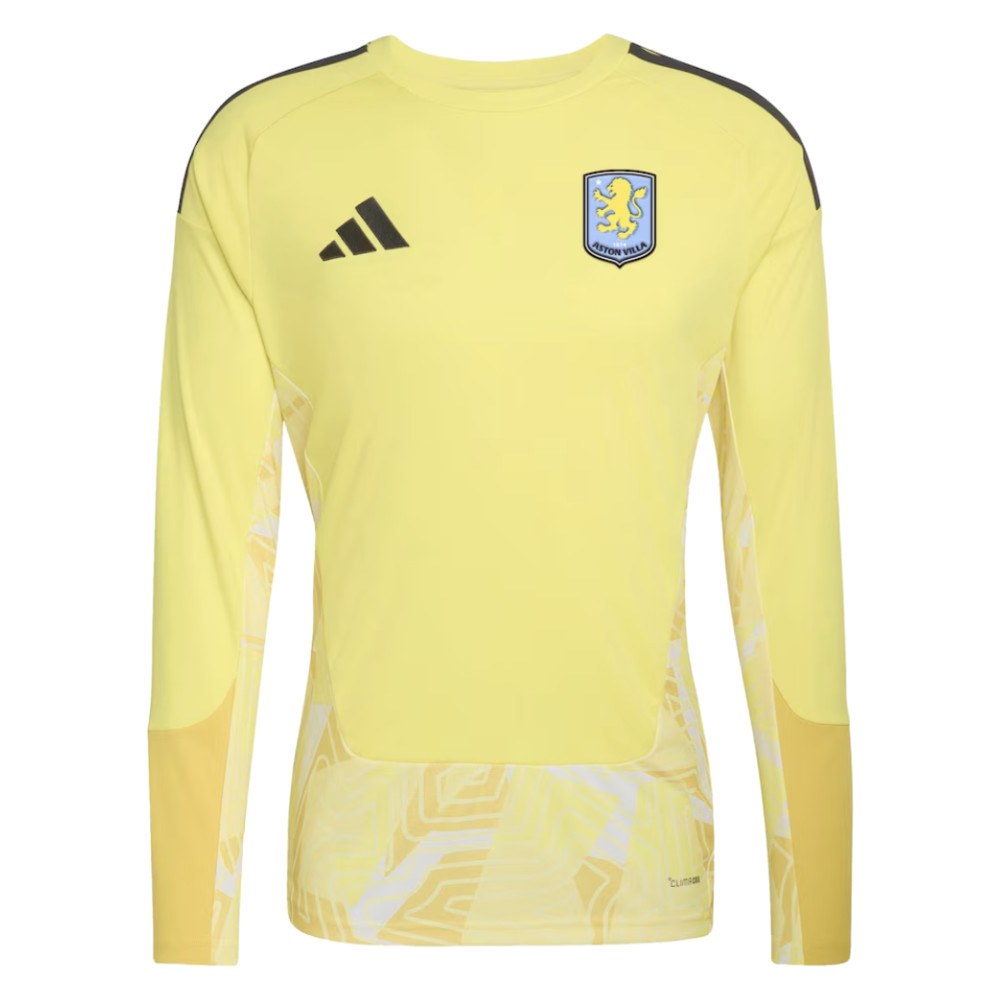 '26-'27 Aston Villa Goalkeeper Long Sleeve Shirt (Yellow) - Kids 7-8 Polyester Made By: Adidas Unisex Kids Yellow Size 11-12