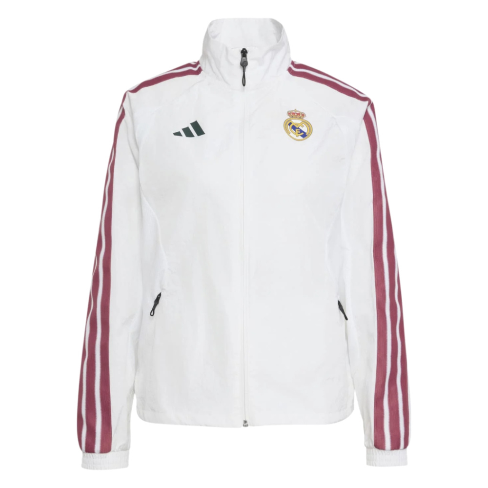 '26-'27 Real Madrid Anthem Jacket (White) - Polyester Made By: Adidas Women's White Medium