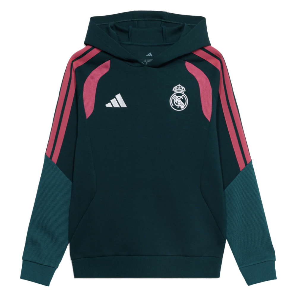 '26-'27 Real Madrid Hoodie (Aurora Ivy) - Kids 7-8 Polyester Made By: Adidas Unisex Kids Navy Size 9-10