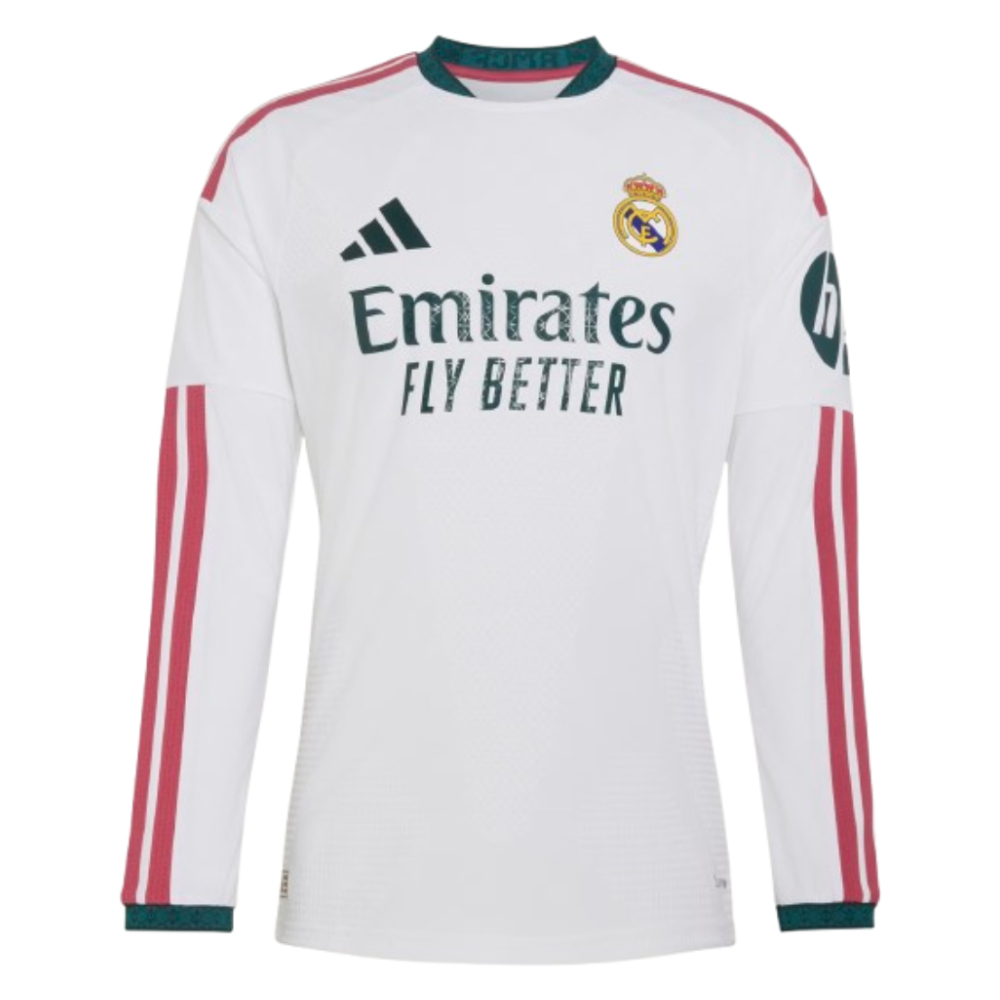 '26-'27 Real Madrid Authentic Long Sleeve Home Shirt Polyester Made By: Adidas Men's White 3XL
