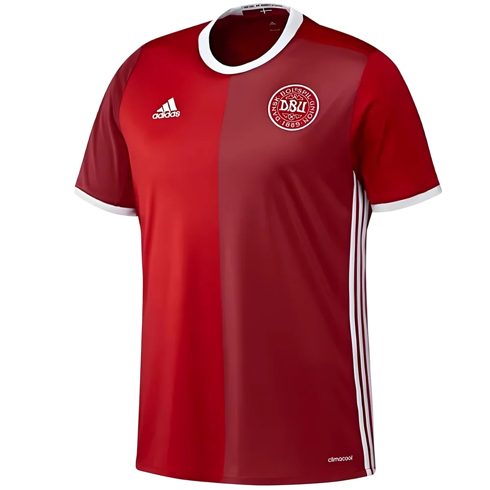 '16-'17 Denmark Home Shirt (S) (Mint) Polyester Made By: Adidas Men's Red Small