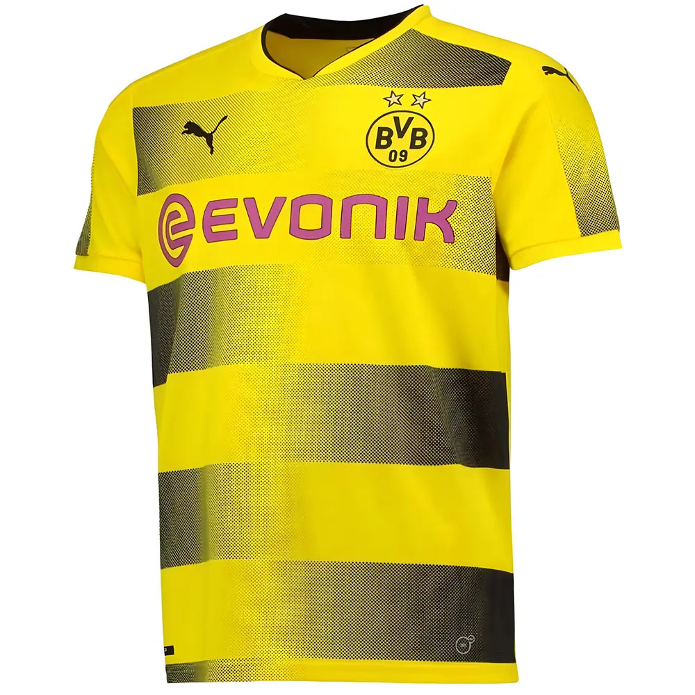 '17-'18 Borussia Dortmund Home Shirt (S) (Very Good) Polyester Made By: Puma Men's Yellow Small