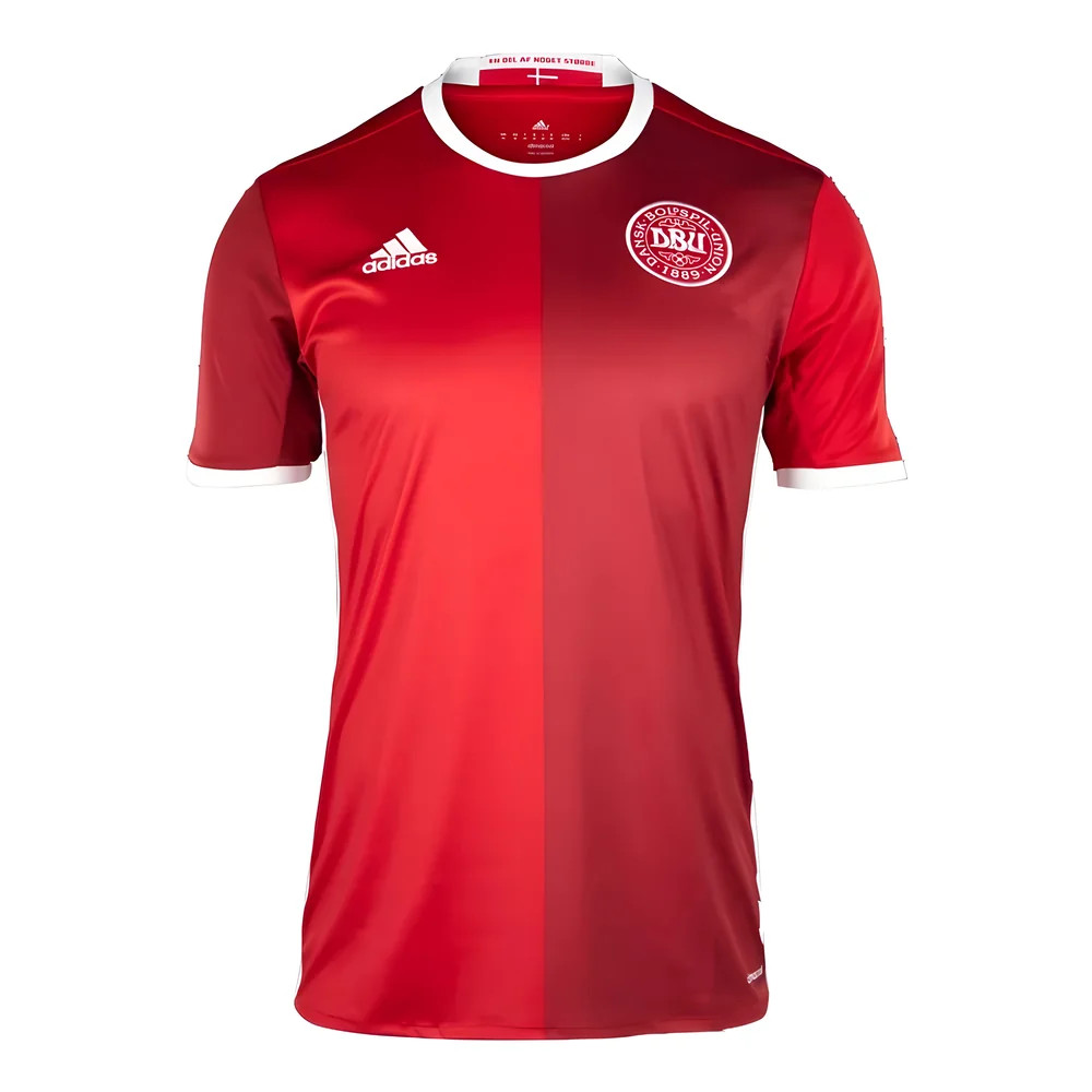 '15-'16 Denmark Home Shirt (L) (Excellent) Polyester Made By: Adidas Men's Red Large
