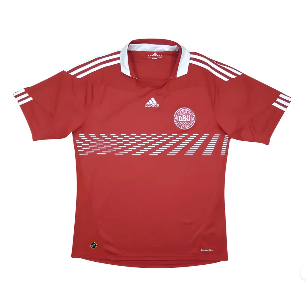 '10-'11 Denmark Home Shirt (M) (Excellent) Polyester Made By: Adidas Men's Red Medium