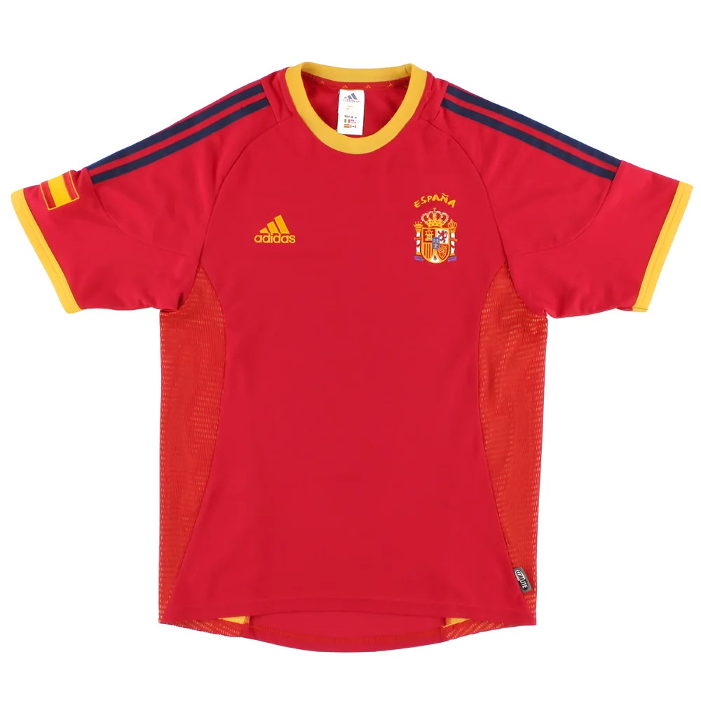 '02-'04 Spain Home Shirt ((Good) Polyester Made By: Adidas Men's Red Extra Large