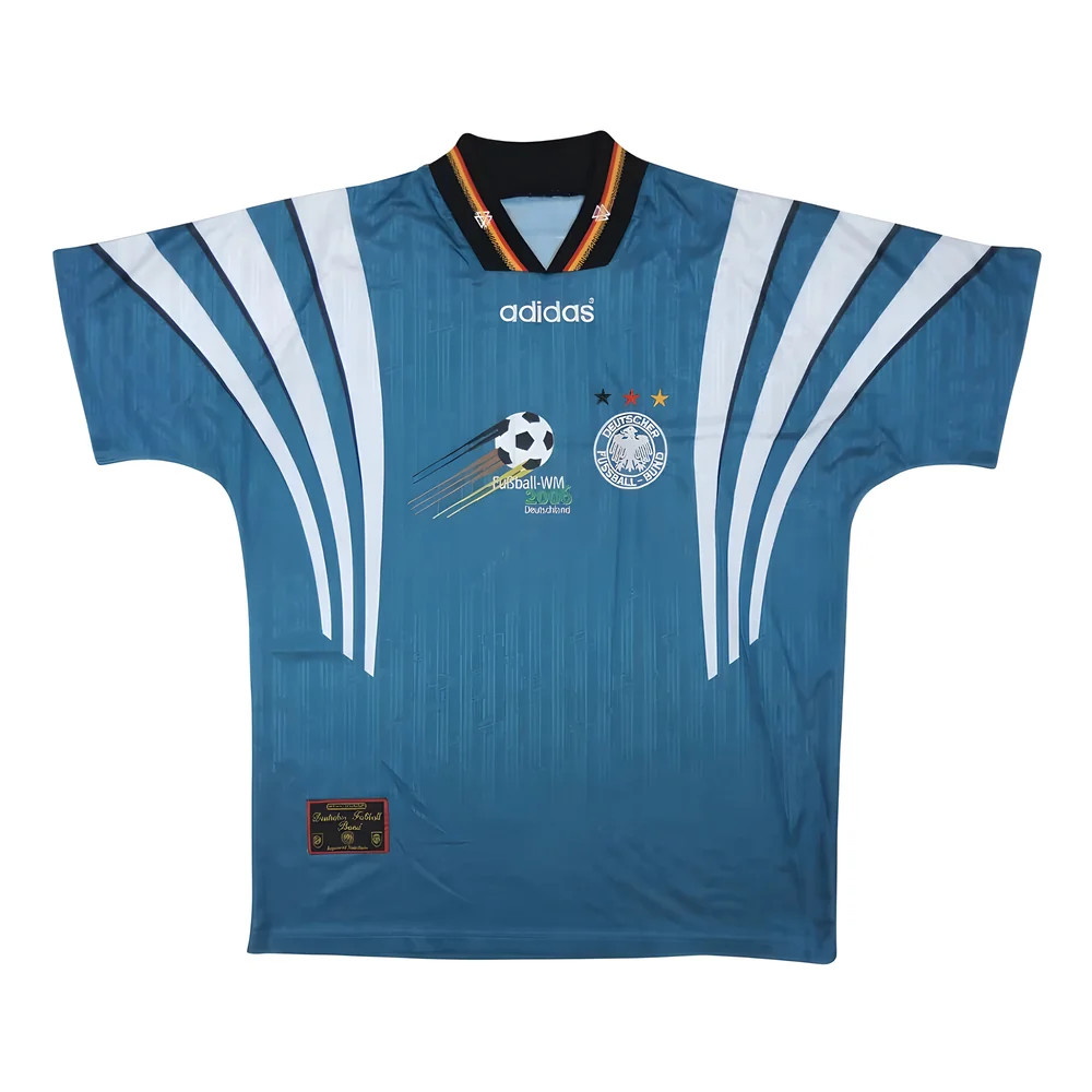 '96-'98 Germany Away Shirt ((Very Good) S) Polyester Made By: Adidas Men's Green Small
