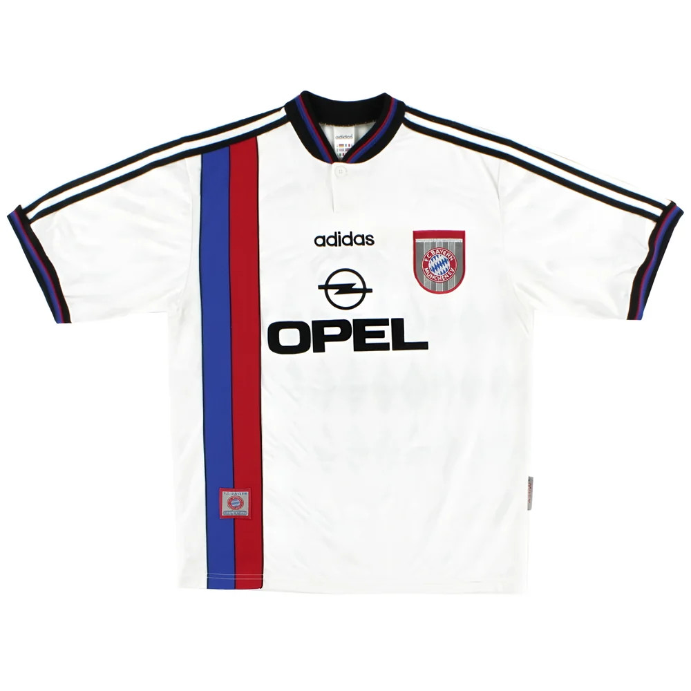 '96-'98 Bayern Munich Away Shirt ((Very Good) S) Polyester Made By: Adidas Men's White Small