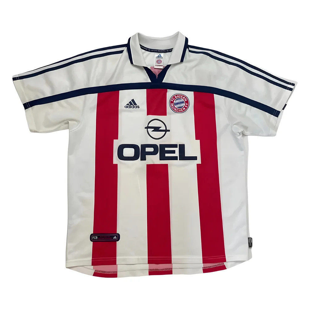 '00-'02 Bayern Munich Away Shirt (S) (Very Good) Polyester Made By: Adidas Men's Red/White Small
