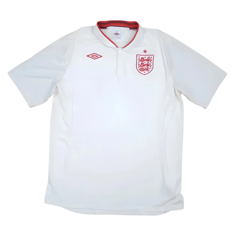 '12-'13 England Home Shirt ) (Very Good) Polyester Made By: Umbro Men's White Xxl