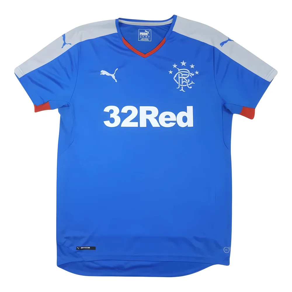'15-'16 Rangers Home Shirt (S) (Excellent) Polyester Made By: Puma Men's Blue Small