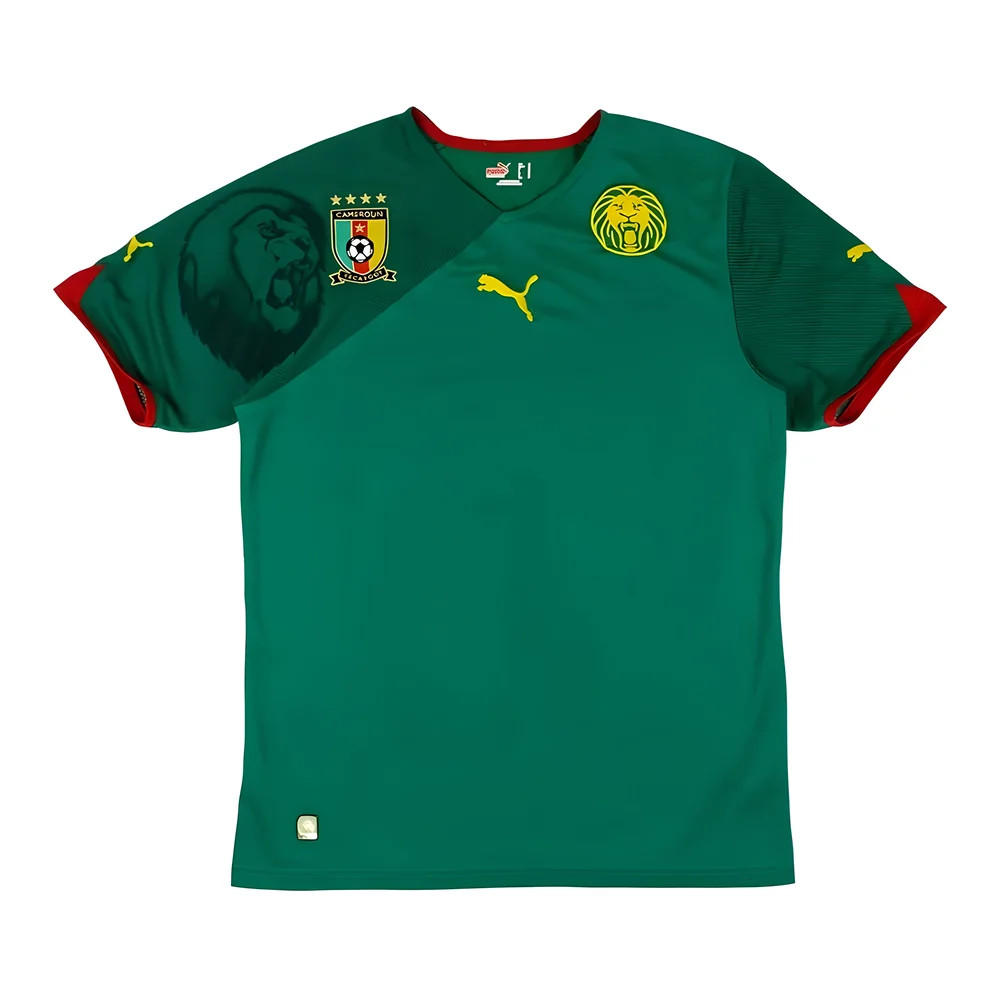 '10-'11 Cameroon Home Shirt ((Excellent) L) Polyester Made By: Puma Men's Green Large