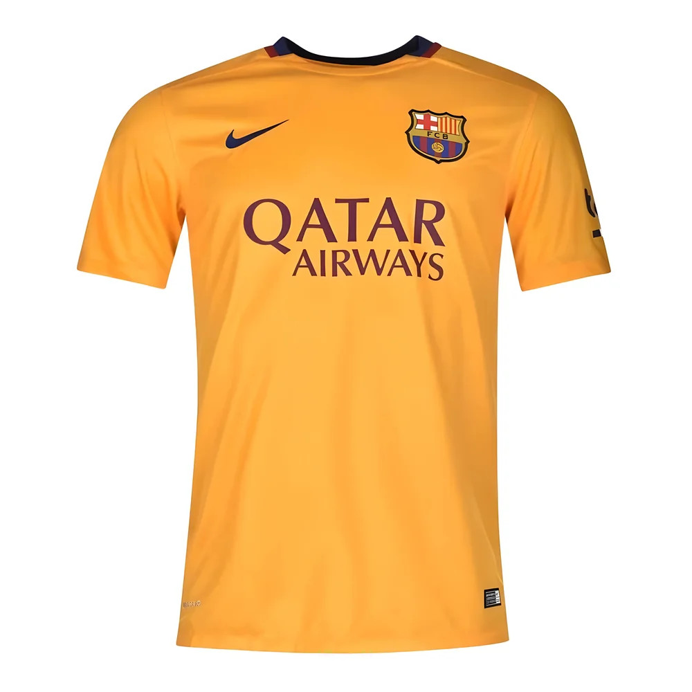 '15-'16 Barcelona Away Shirt ) (Good) Polyester Made By: Nike Men's Yellow Xxl