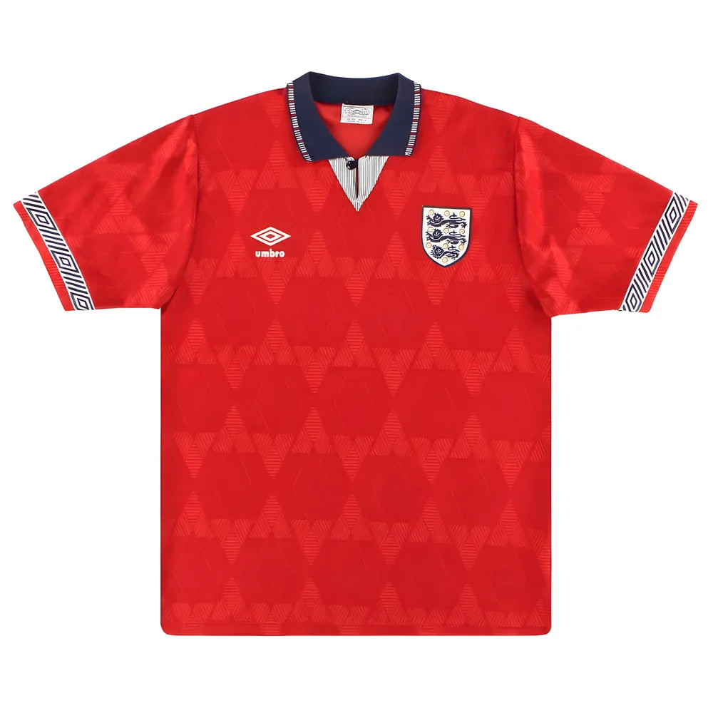 '90-'92 England Away Shirt (Excellent) Polyester Made By: Umbro Men's Red Small