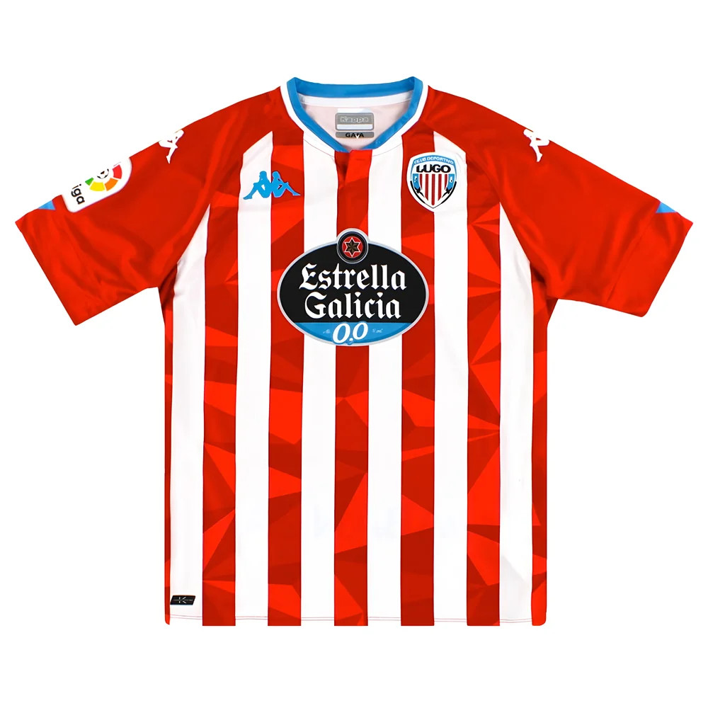 '20-'21 Deportivo Lugo Home Shirt ((Mint) L) Polyester Made By: Kappa Men's Red Large