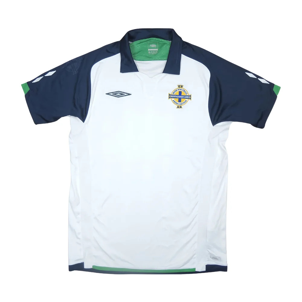 '09-'10 Northern Ireland Away Shirt ((Very Good) Polyester Made By: Umbro Men's White Extra Large