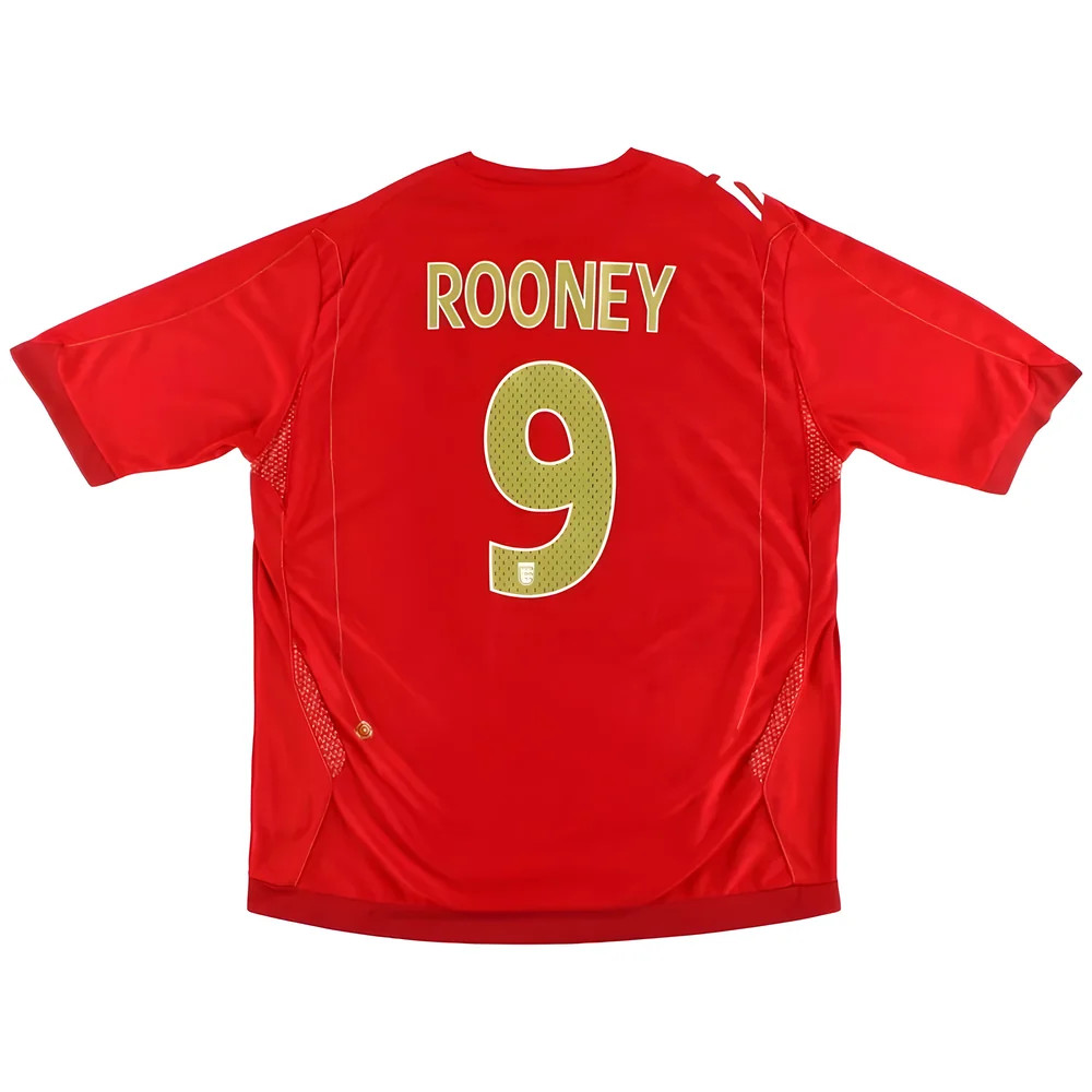 '06-'08 England Away Shirt (Rooney #9) ) (Excellent) Polyester Made By: Umbro Men's Red Xxl