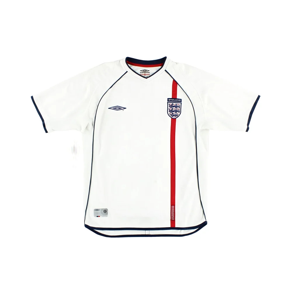 '01-'03 England Home Shirt ) (Very Good) Polyester Made By: Umbro Men's White Extra Large
