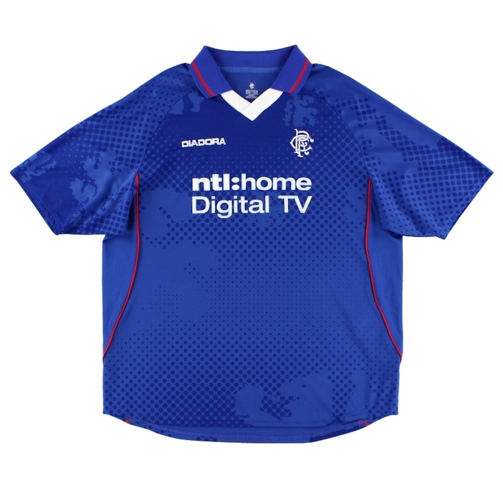 '02-'03 Rangers Home Shirt ) (Excellent) Polyester Made By: Diadora Men's Blue Xxl
