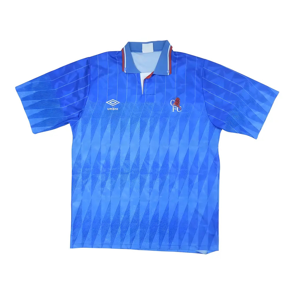'89-'91 Chelsea Home Shirt (M) (Excellent) Polyester Made By: Umbro Men's Blue Medium