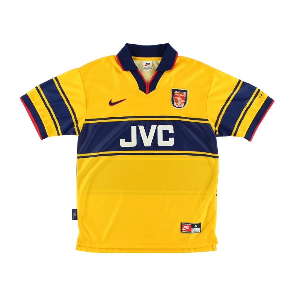 '97-'99 Arsenal Away Shirt (Excellent) Polyester Made By: Nike Men's Yellow Small