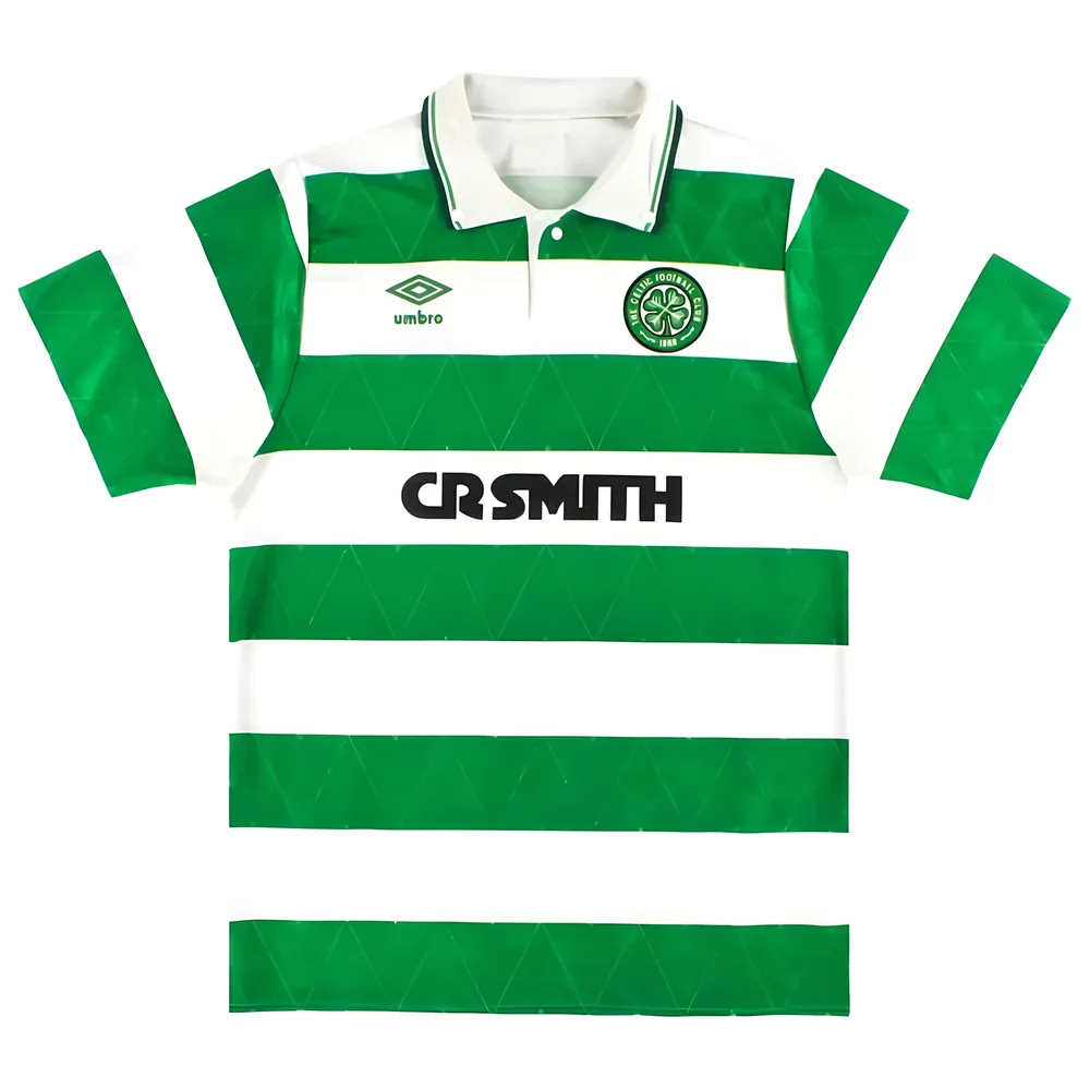 '89-'91 Celtic Home Shirt (Very Good) Polyester Made By: Umbro Men's White Large