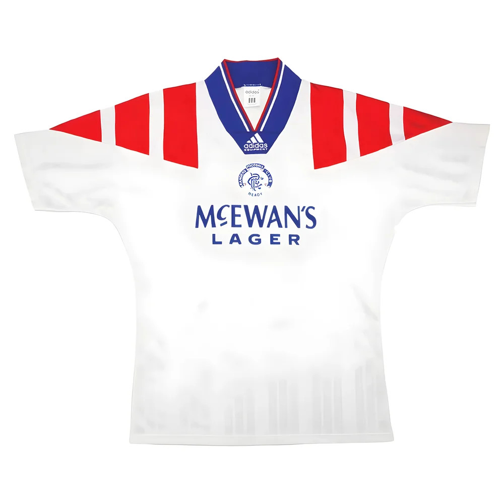 '92-'93 Rangers Away Shirt (Very Good) Polyester Made By: Adidas Men's White Large