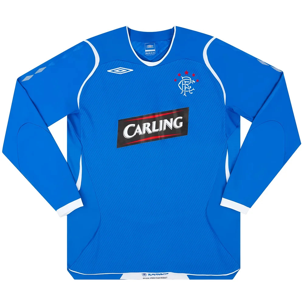 '08-'09 Rangers Home L/S Shirt (M) (Excellent) Polyester Made By: Umbro Men's Blue Medium