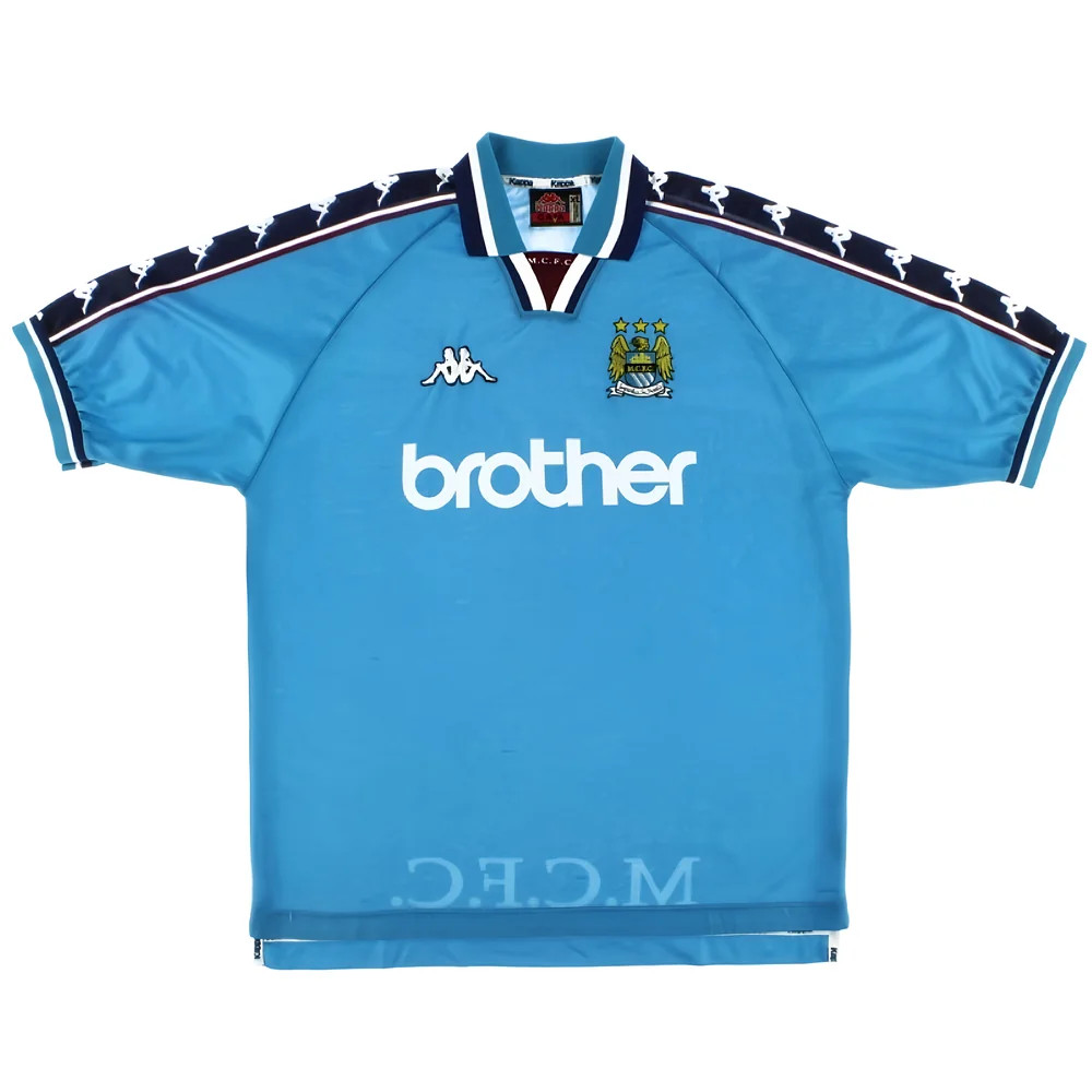 '97-'99 Manchester City Home Shirt ) (Excellent) Polyester Made By: Kappa Men's Blue Extra Large