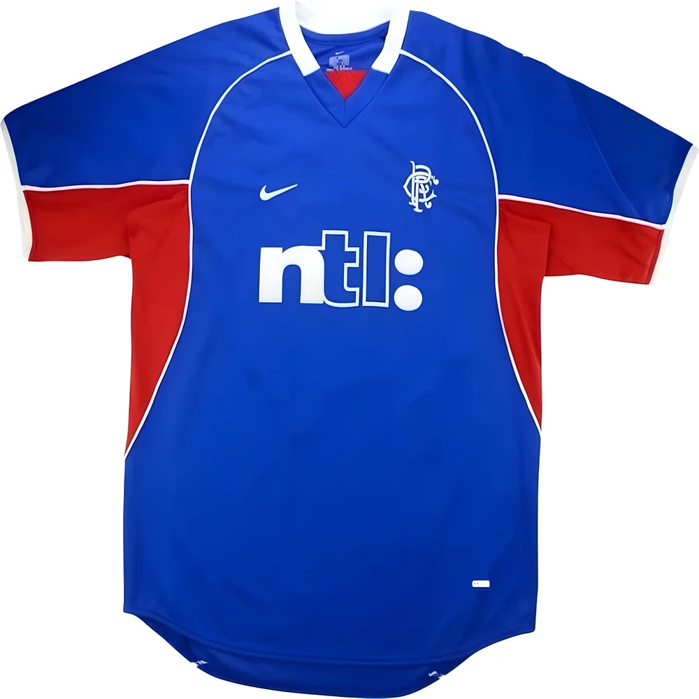 '01-'02 Rangers Home Shirt (Excellent) Polyester Made By: Nike Men's Blue Extra Large