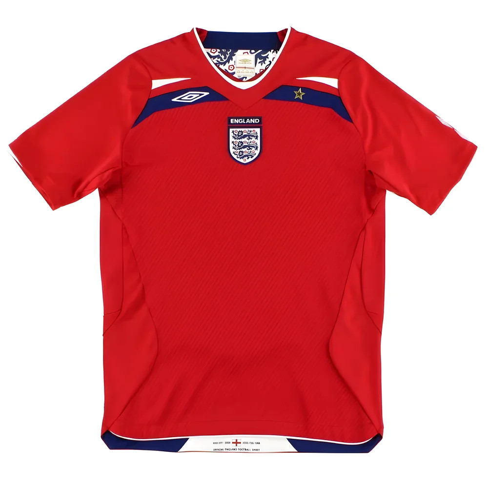 '08-'10 England Away Shirt ) (Excellent) Polyester Made By: Umbro Men's Red Extra Large