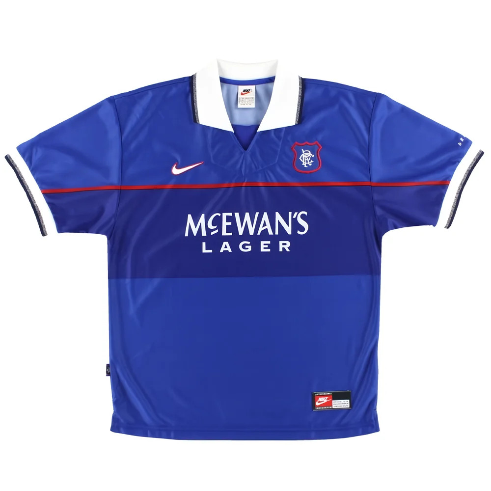 '97-'99 Rangers Home Shirt Boys) (Excellent) Polyester Made By: Nike Men's Blue Extra Large